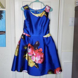 Floral blue sleeveless midi dress Size L